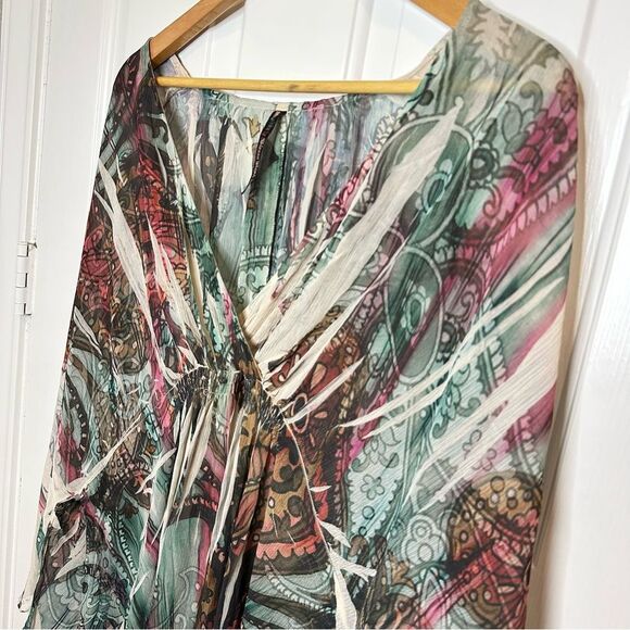 Y2K Mushka By Sienna Rose Multicolor Pleated Burnout Tunic Caftan Fairy Ethereal - Picture 2 of 8